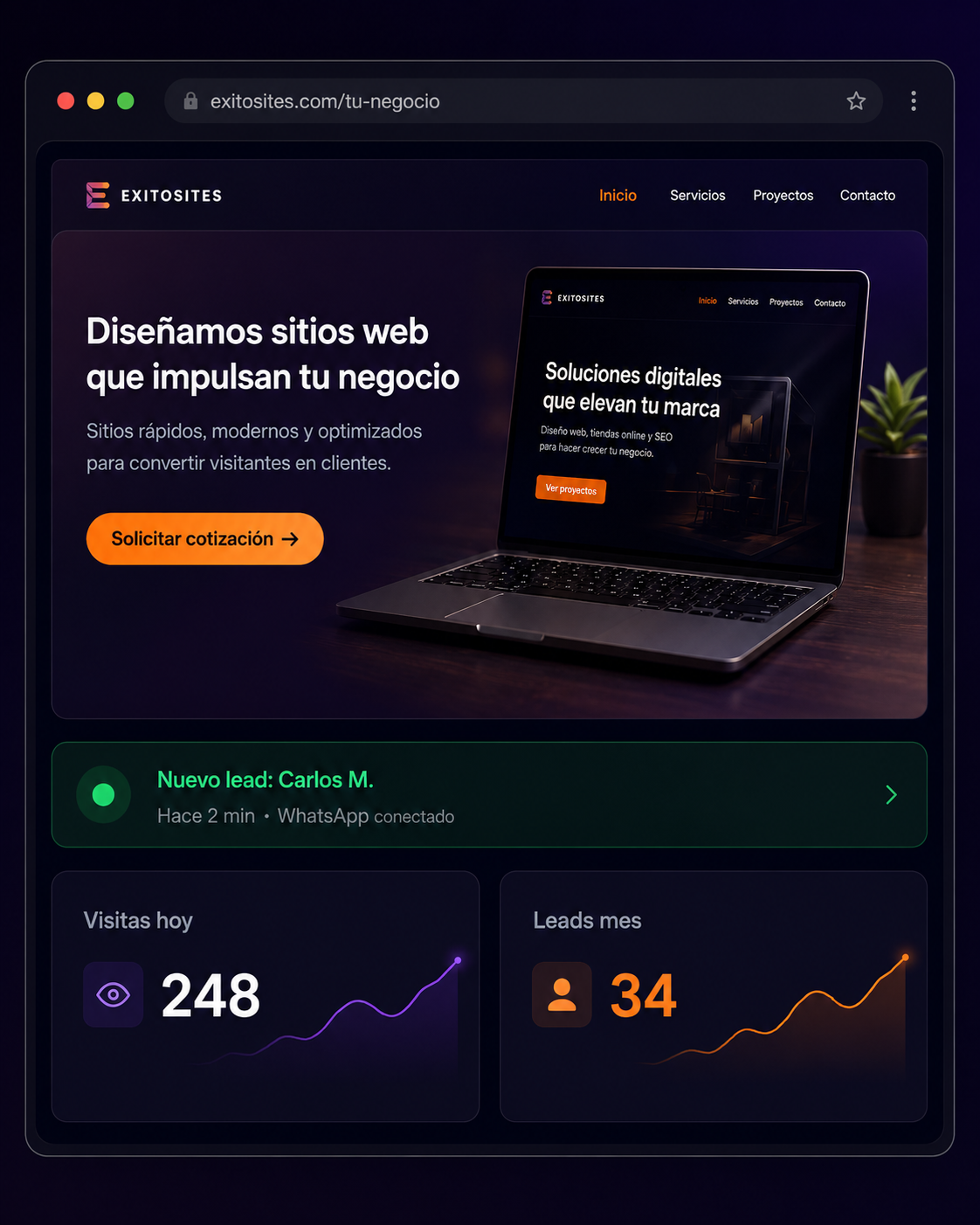 Diseño web profesional para negocios en Puerto Rico — página moderna con formulario y conversión