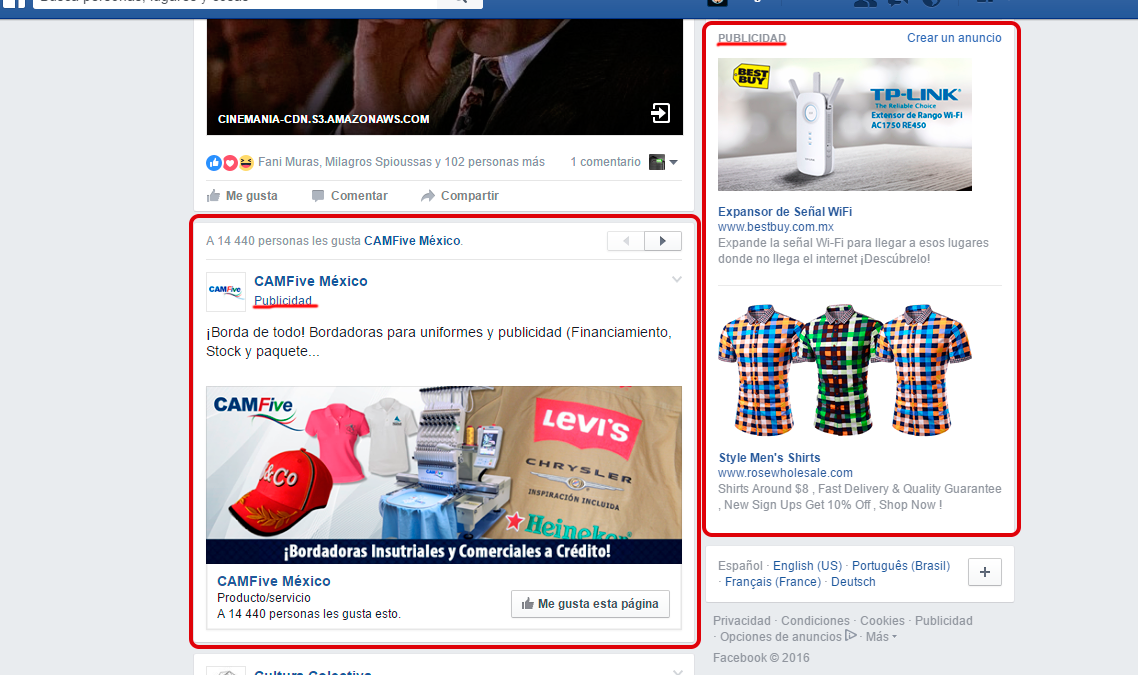 ejemplo publicidad facebook